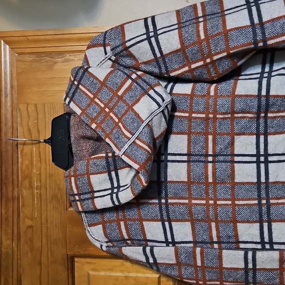 Anthropologie Field Flower Wool Plaid Open Sweater Hooded Coat - Picture 9 of 12